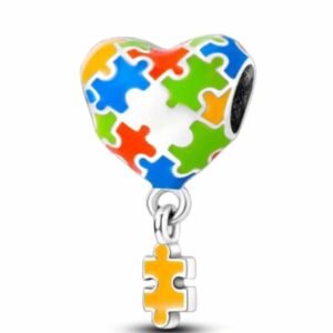 EGC-PE-0013 Charm de Corazón con Piezas de Rompecabezas Multicolor