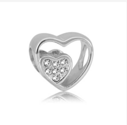 Charm corazón 3D plateado