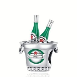 EGC-PE-0011 Charm de Cubeta de Cerveza con Botellas Verdes