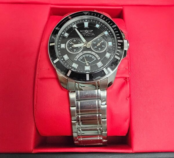 INVH-0027 Reloj Invicta con Pulsera de Acero Inoxidable y Esfera Negra