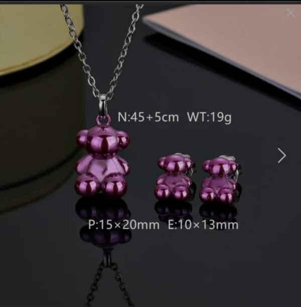 Set de collar y Aretes Dijes de Osito