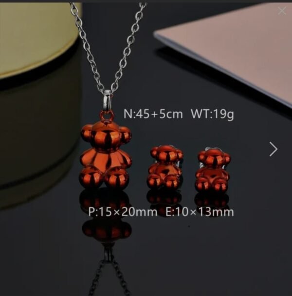 Set de collar y Aretes Dijes de Osito