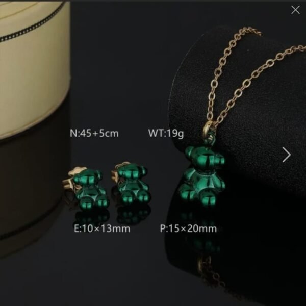 Set de collar y Aretes Dijes de Osito