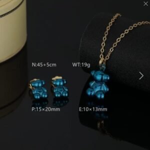 Set de collar y Aretes Dijes de Osito