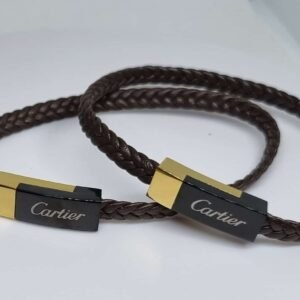 Pulsera C'artier trenzada marron y dorado